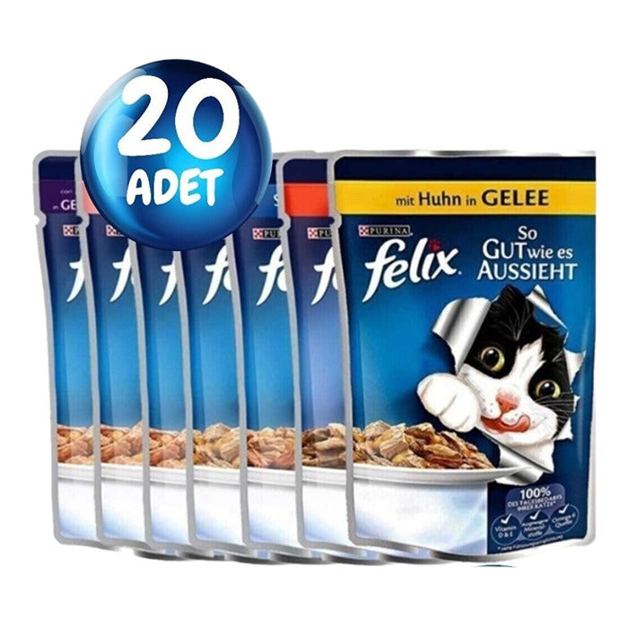 Felix Karışık Aromalı Pouch Yaş Mama 20'li Paket