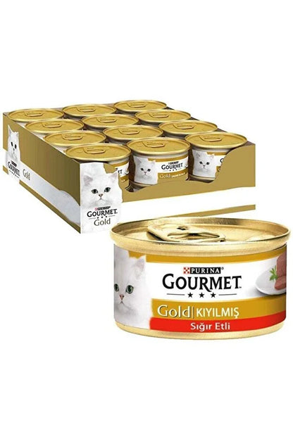 Gourmet Purina Gold Kıyılmış Sığır Etli Konserve Yetişkin Kedi Maması 24 x 85 G