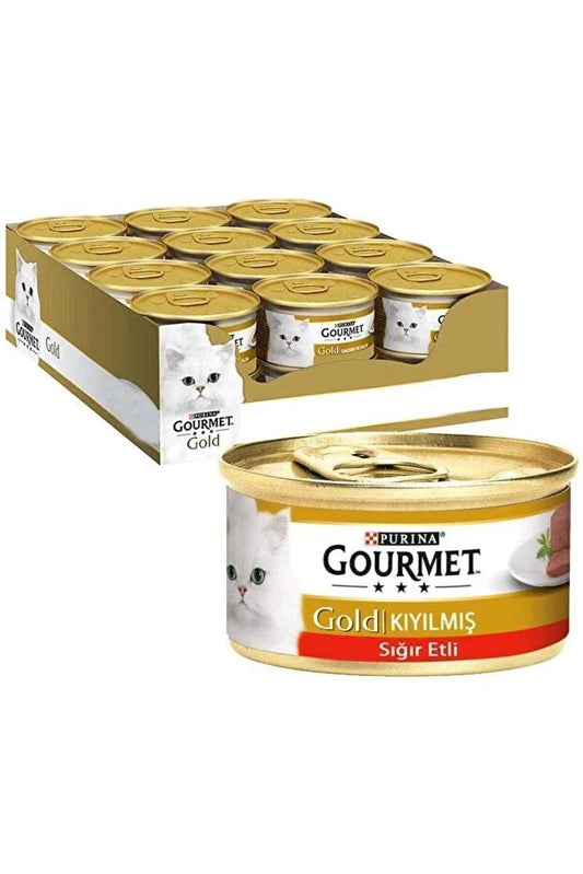 Gourmet Purina Gold Kıyılmış Sığır Etli Konserve Yetişkin Kedi Maması 24 x 85 G